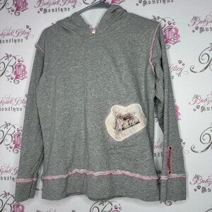 Anne geddes sweater hoodie butterfly hood ruffle frill embroidered trim y2k
